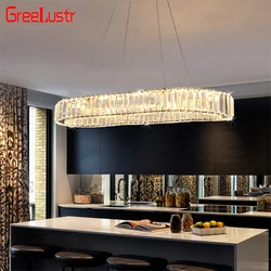 Lámpara de anillo ovalado de cristal K9 para interiores, candelabro Led de lujo para decoración de interiores, iluminación colgante para comedor y sala de estar