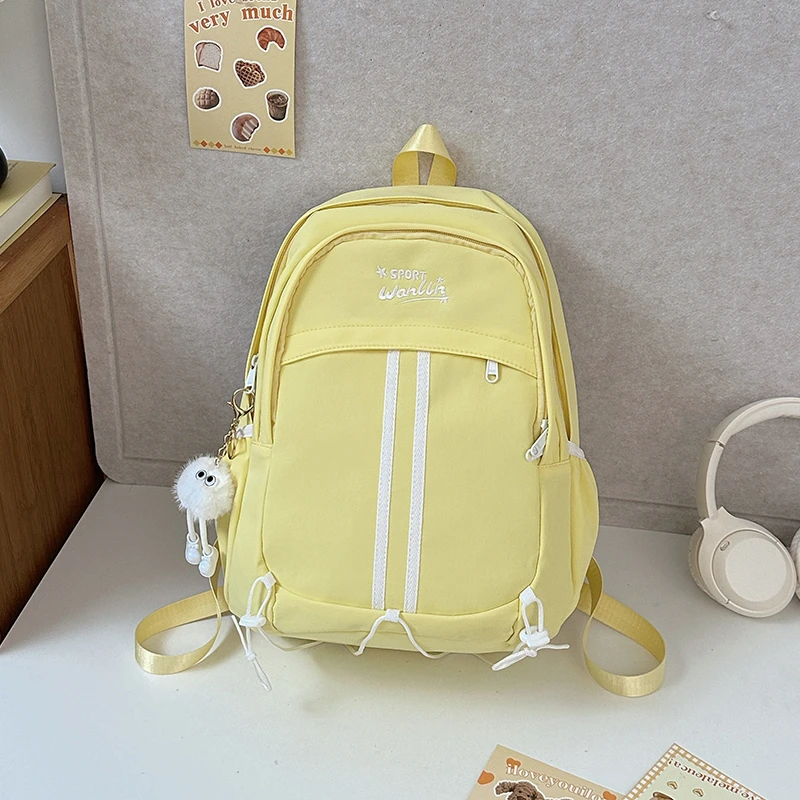 High Quality Simple Causal Versatile Fresh Backpacks Solid Zipper Large Capacity Multiple Pockets Schoolbags for Women 2025 New