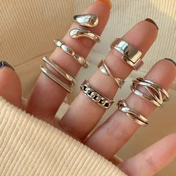 VENTFILLE 925 Sterling Silver Ring For Women Geometric Punk Trend Open Retro Unique Asymmetric Jewelry Gift Wholesale