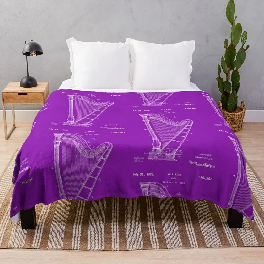 

Harp Patent 1924 - White Throw Blanket Outdoor Soft Blanket for Picnic Beach Camping