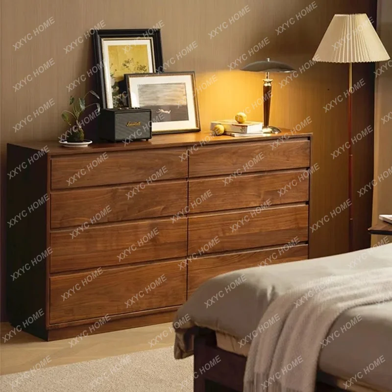 black walnut all solid wood simple bedroom storage bedside drawer cabinet  FT
