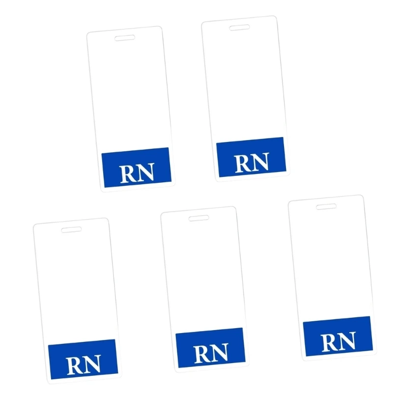 5Pcs Registered Nurse Badge Waterproof Vertical Acrylic Identification Badge Backer Card For Healthcare Staff