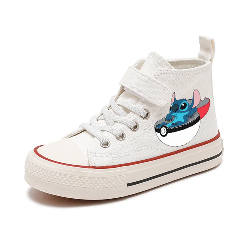 Cartoon Comfort Shoes Ventilate Tennis Shoes High-Top Canvas Kid Girls Sport Shoes Lilo Stitch Girl Disney Casual Children Print