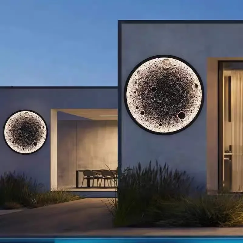 Moon 3D wall lamp decorative strip mood lighting modeling meteor pit moon luxury living room background wall lamp