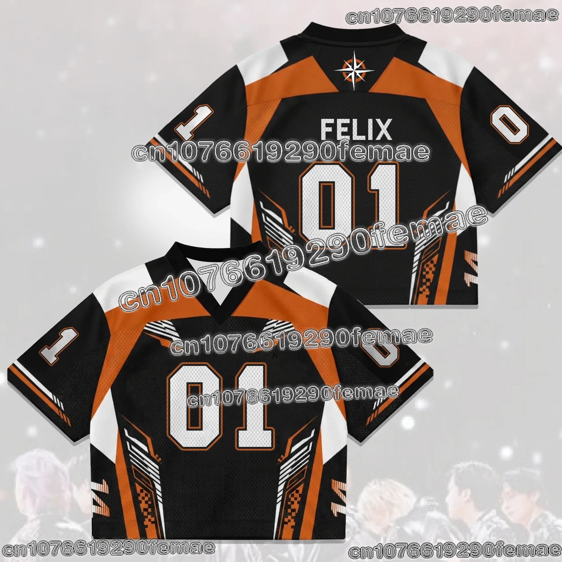 2027 STRAYKIDS K-pop Fan Jersey Collection V Neck T Shirt Y2K Fashion Mesh Sportswear Streetwear Kids Men Women Unisex