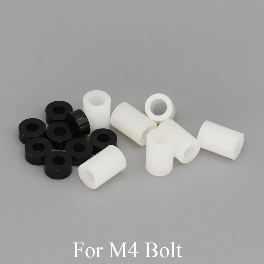 M4 4.2mm ID 7mm OD White Black ABS Plastic Nylon Round Column PCB Board Insulation Pillar Support Shim Washer Standoff Spacer 