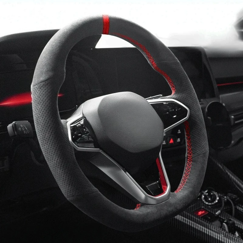 

Чехол для руля из замши с ручной отделкой для Volkswagen Golf 8 MK8 GTI Golf GTE 2020 2021, аксессуары для интерьера автомобиля