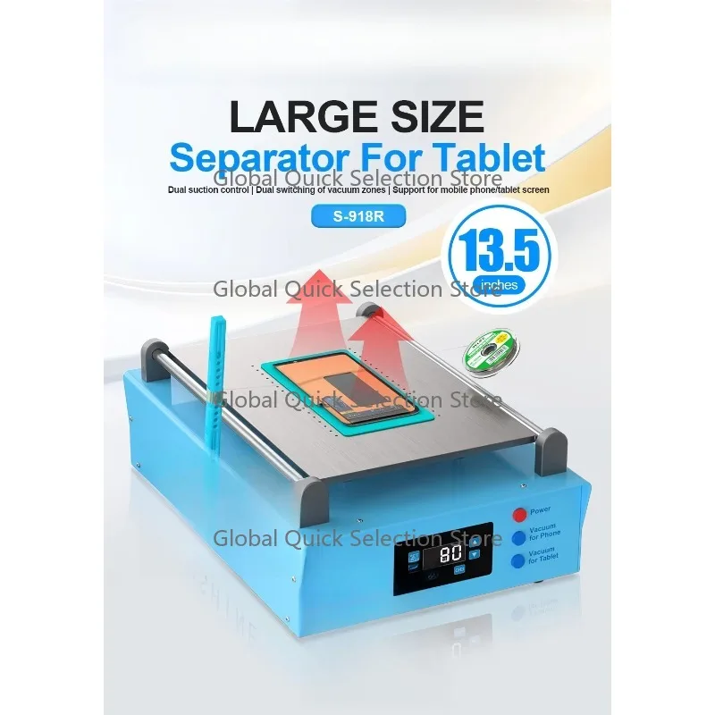 S-918R 13.5 Inch LCD Vacuum Screen Separator for Phone Tablet Ipad Qu-ick Screen Remov-al Digital Precise Temp Control