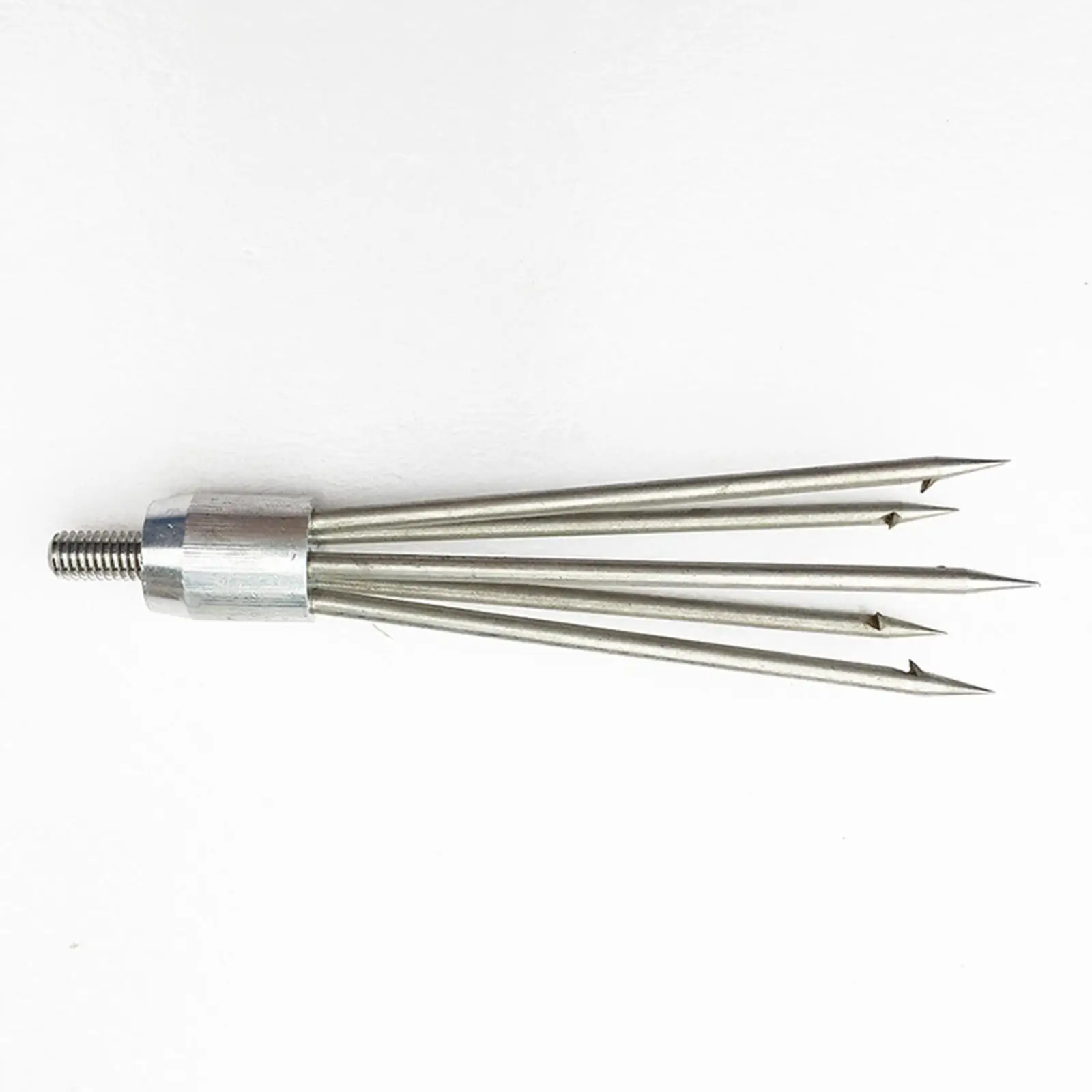 Silver Outdoor Fishing Fork Harpoon Tip Five Prong Barbed Gig Head for Spinning Fishing Rods
