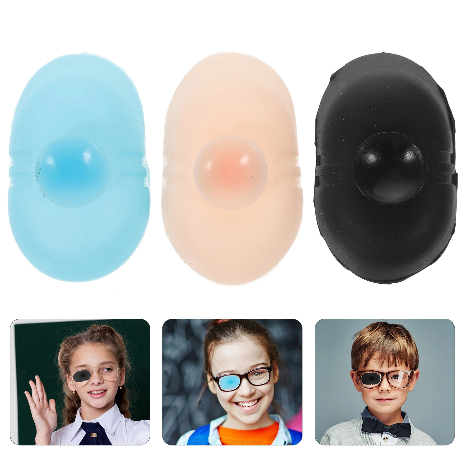 

3pcs Silicone Eye Mask Amblyopia Patches for Kids Adults Pediatric Monocular Lazy Reusable Non Irritation Light Blocking