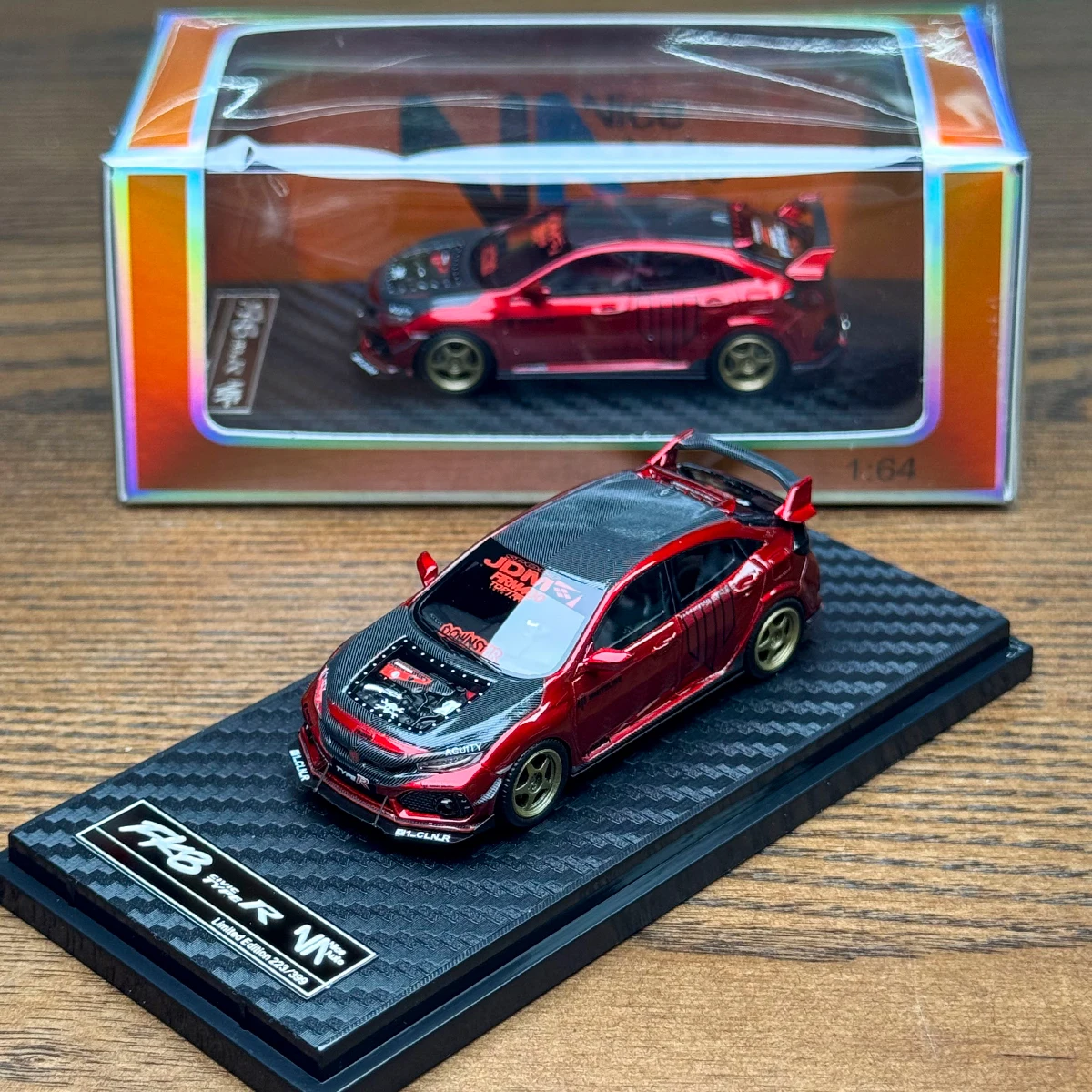 1:64 FK8 Type-R نموذج سيارة راتينج ثابت تنافسي، زخرفة قابلة للجمع، هدية مخصصة، لعبة مجسمة للسيارة