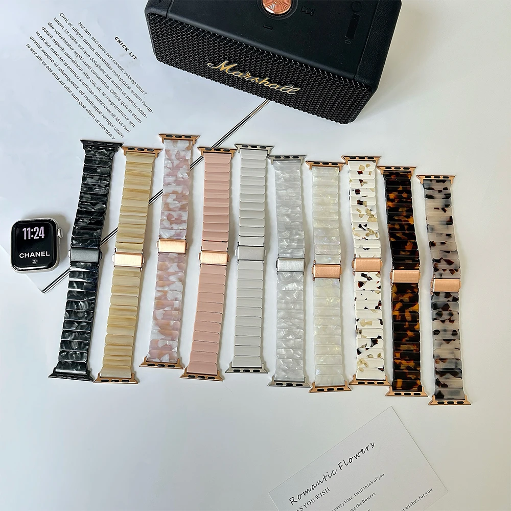 Apple Watch 10 밴드 용 수지 스트랩 42mm 46mm 44mm 45mm 40mm 41mm 49mm 38mm Iwatch 시리즈 9 8 7 SE 5 4 용 Correa 루프 팔찌