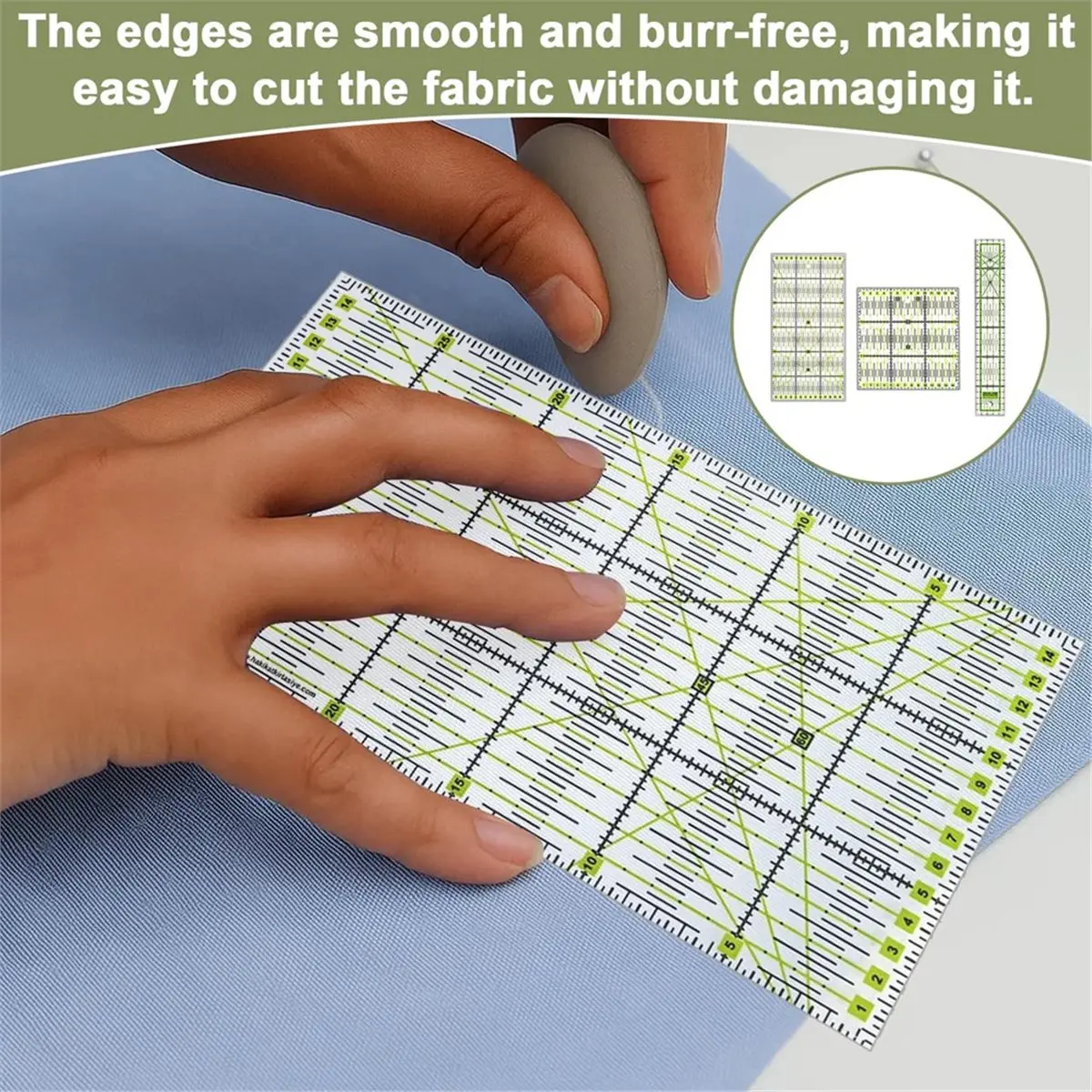 3PCS Transparent Sewing Ruler, Quilting Rulers for Fabric Cutting, Sewing Rulers, Patchwork Templates Accessories