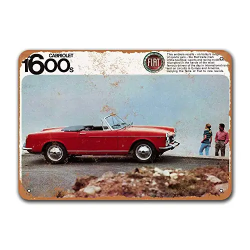 Grage Man Cave Sgins Wall Decor Dorm Coffee Club Car Metal Tin Sign Vintage 1963 Fiat 1600S Cabriolet Bar Poster Restaurant 16x