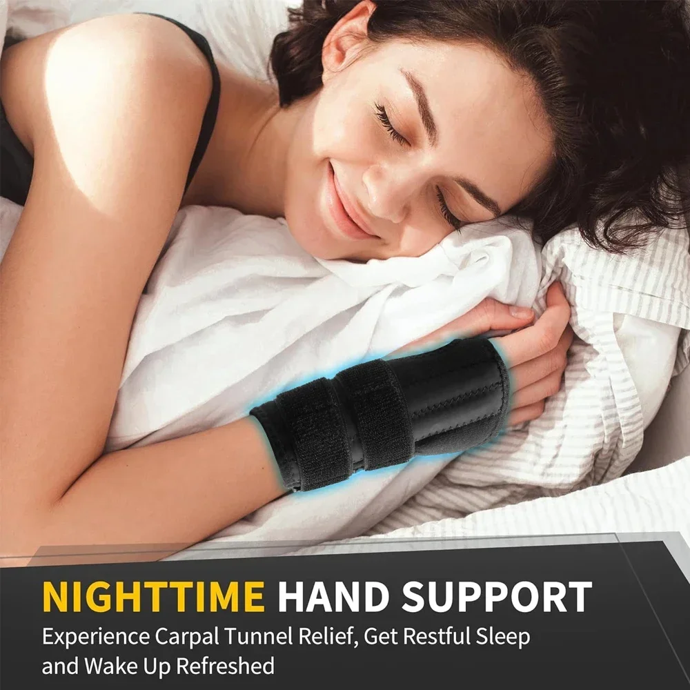 1Pcs Wrist Brace Carpal Tunnel, Adjustbale Wrist Support and Metal Splint Stabilizer, Night Sleeep Hand Brace for Pain Relief