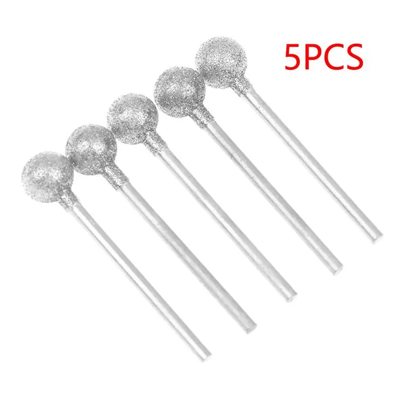 0.5mm-8mm Diamond Round Burring Sanding Drill Bit Grinding Head 2.35mm Shank Carve Precision Carving Tool Electric Grinder Parts