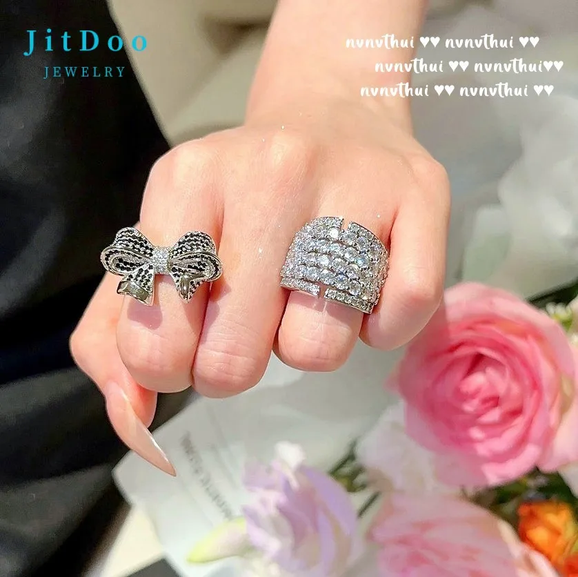 

JitDoo Romantic Bowknot Cubic Zircon Glaring Wedding Bands Rings for Women Fancy Anniversary Gift Statement Rings Luxury Jewelry