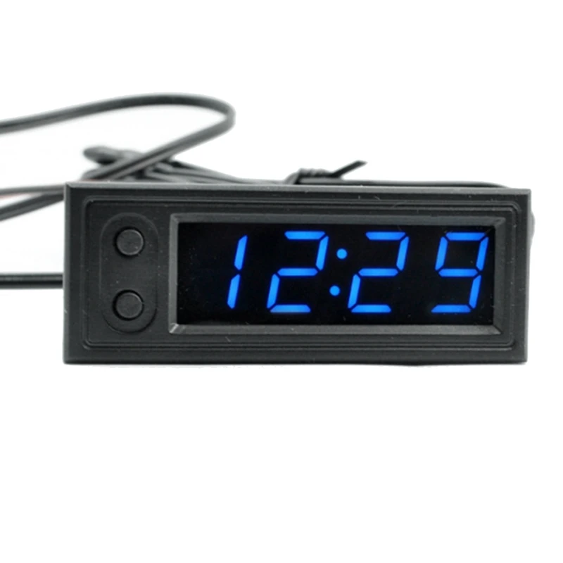 Car Clock Universal Automotive Digital Clock Date 3 In 1 LCD Display Electronic Temperature Noctilucent Trim