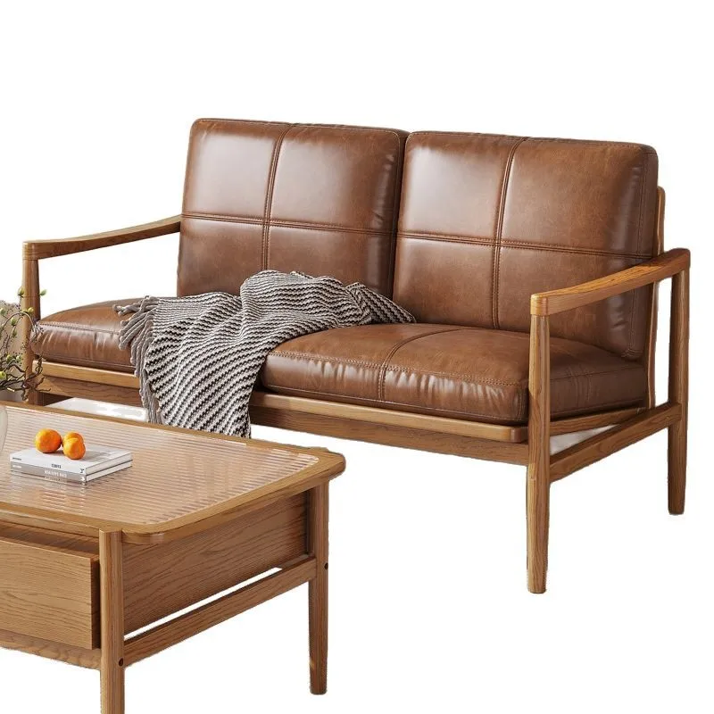 

Nordic retro style home single leisure chair versatile modern solid wood frame sofa chair