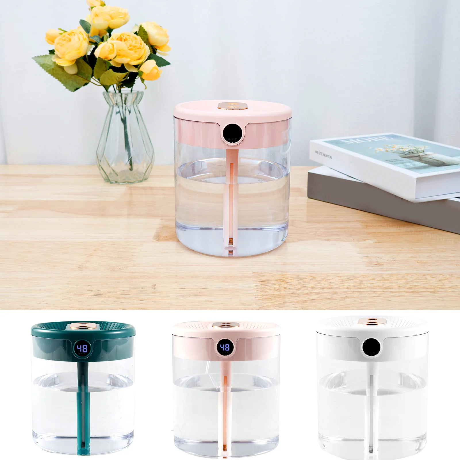 Humidifier for Bedroom Cool Mist Humidifier with 2 Nozzles 3 Mist Modes Humidifier with Night Light Quiet Air Humidifier with