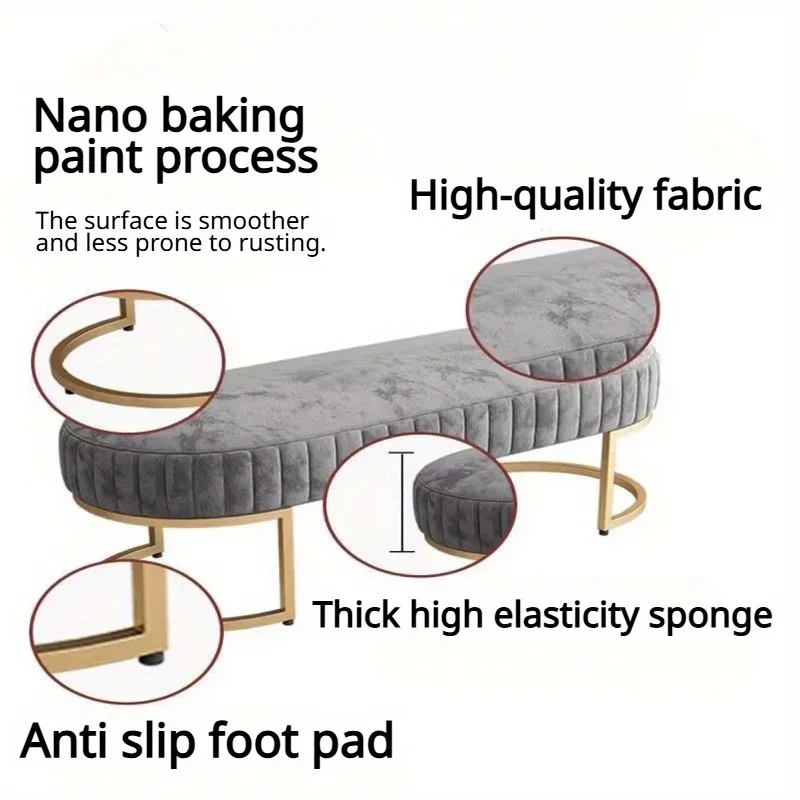 Ottomans Long Sofa Bench, Nordic Fabric Shoe Changing Bench, Home Doorway Corridor Fitting Room Chair image 6