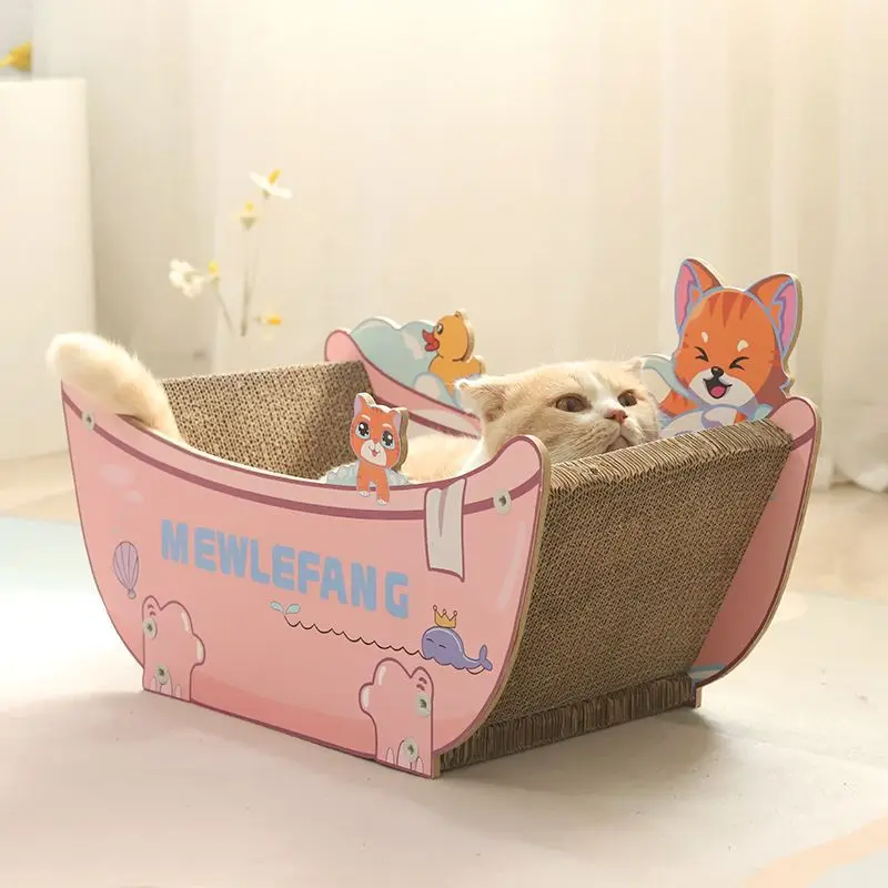 Vintage Sofa Bathtub Corrugated Scratching Post Cat Nest Integrated Replaceable Detachable Claw Grinding Cat Toy