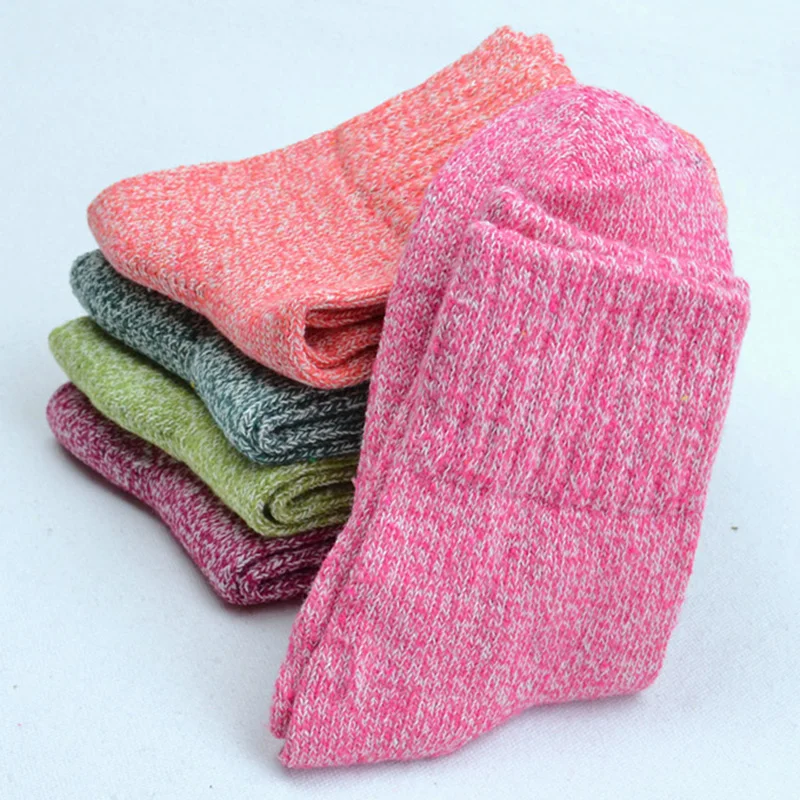 

5 Pairs Wool Cashmere Thick Socks Sports Women Lady Soft Cotton Casual Warm Winter Russian Cold Resistance Sock Xmas Gift