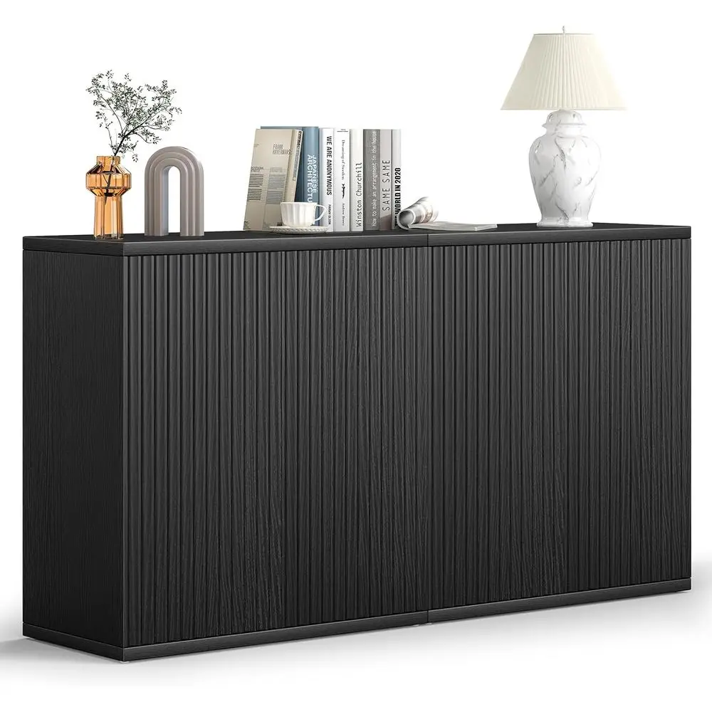 

Комплект из 2 деревянных тумб-буфетов с местом для хранения, подходит для кухни или гостиной, черный акцентный шкаф