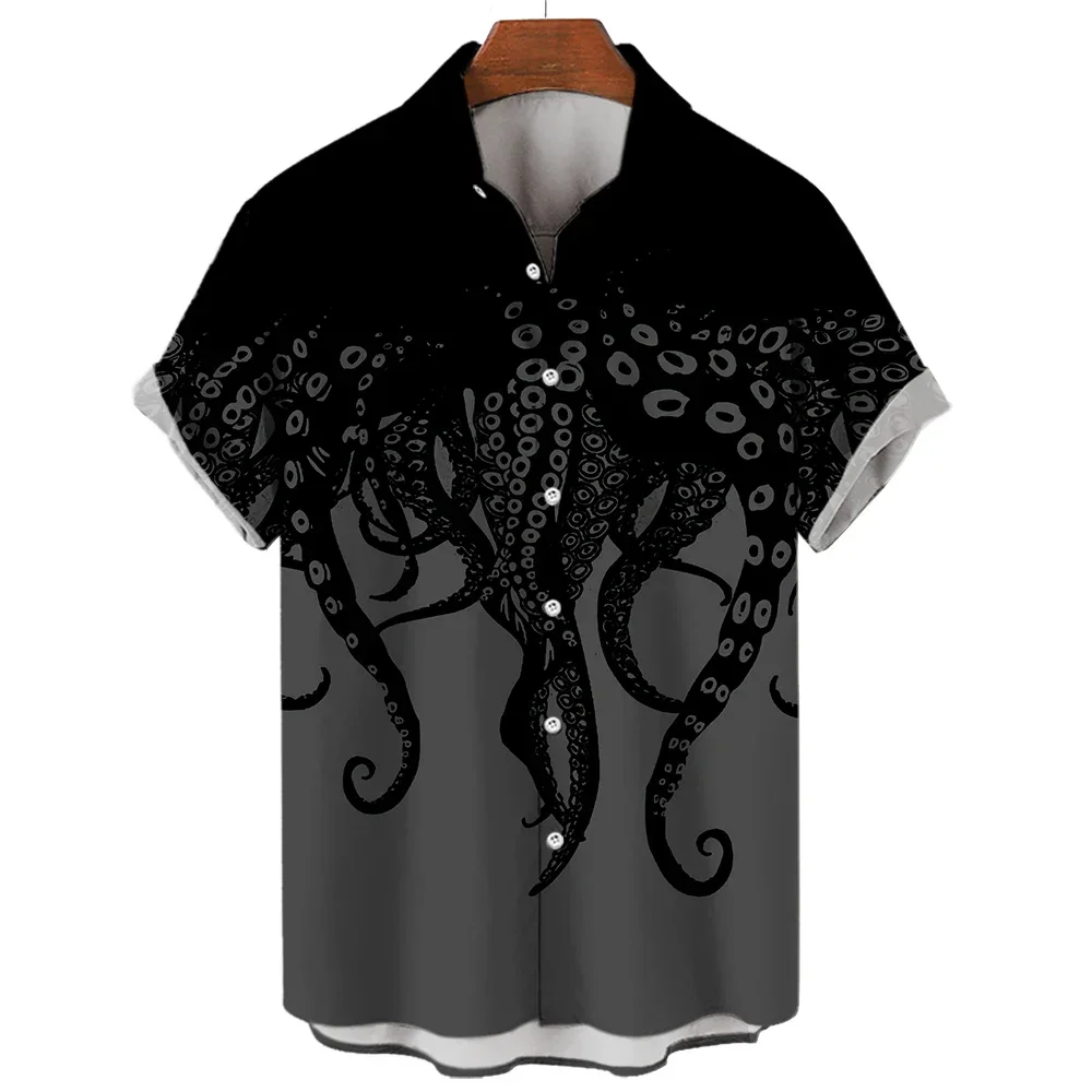 Animal Print Men\'s Shirts Luxury Octopus Tentacle Pattern Men\'s Fashion Casual Shirts Oversized Top Men\'s Designer Clothing Cami