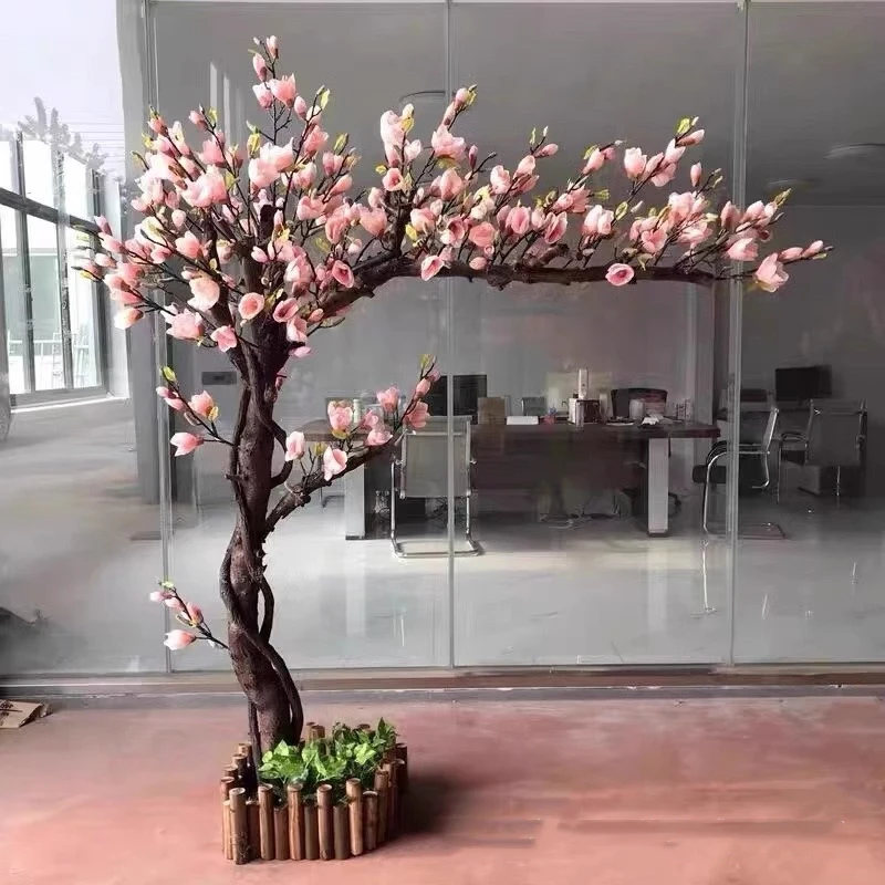 

2M Artificial Magnolia Tree Simulation Plant Fake Flower Tree Living Room Hotel Wedding Decoration Home Party Furnishing