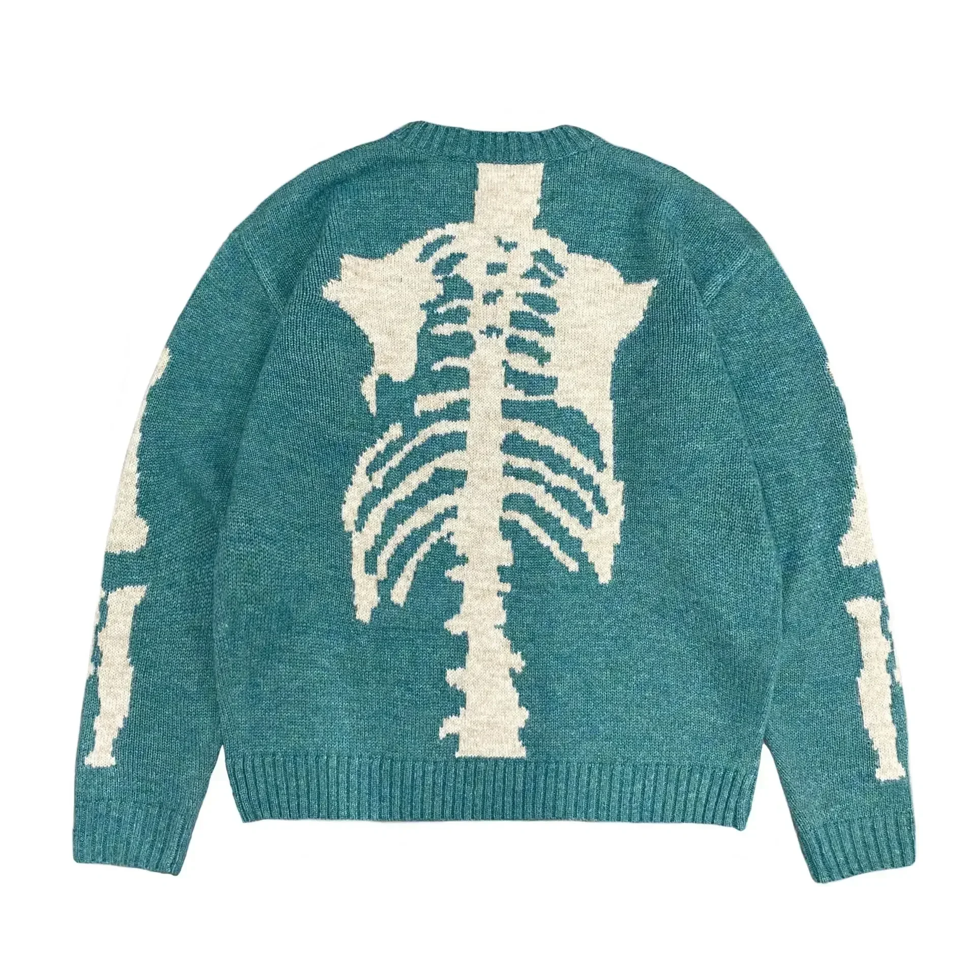 Non Kapital Vintage Hirata Loose Bone Skeleton Knitted Sweater for Men Wool Printing Long Sleeve Japan Pullover Annual Jia Brand