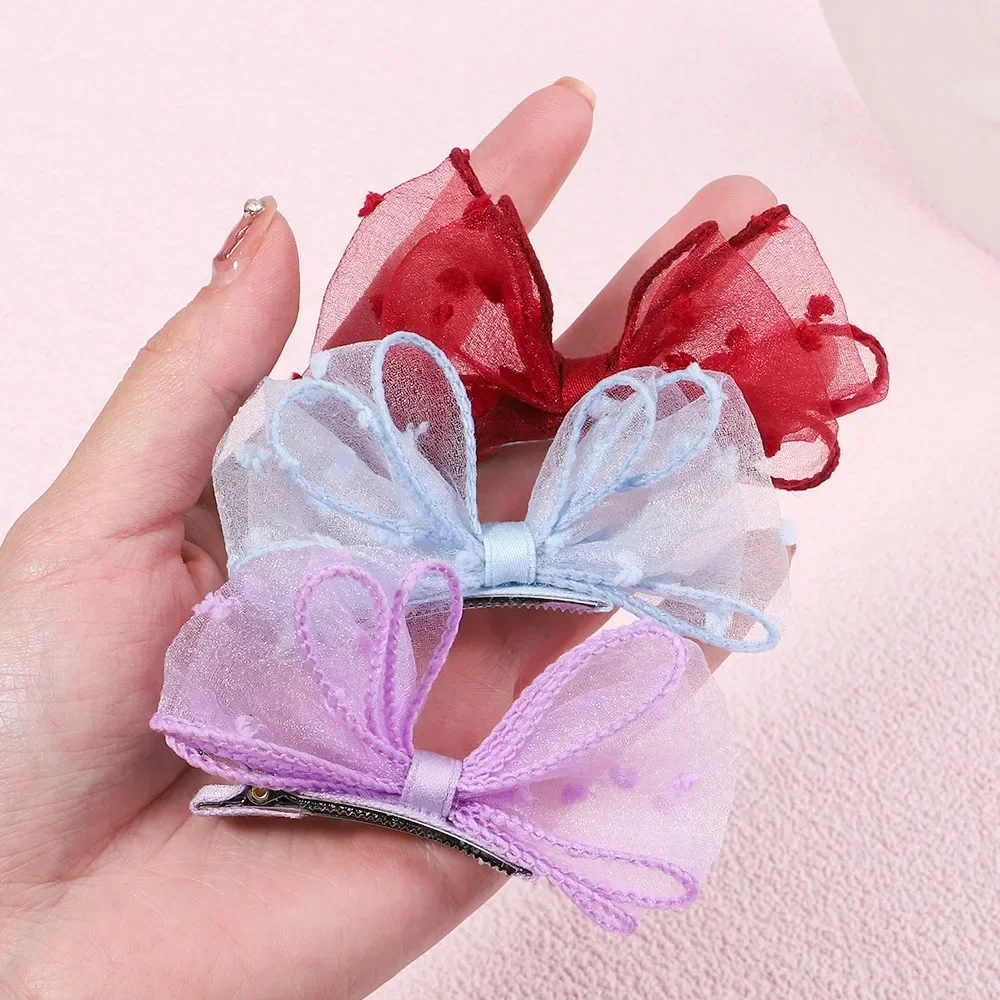 2Pcs Girls Sweet Chiffon Bows Hairpins for Baby Kids Hair Clips Cute Hair Pins Barrettes Headband Fashion Hair Accessories