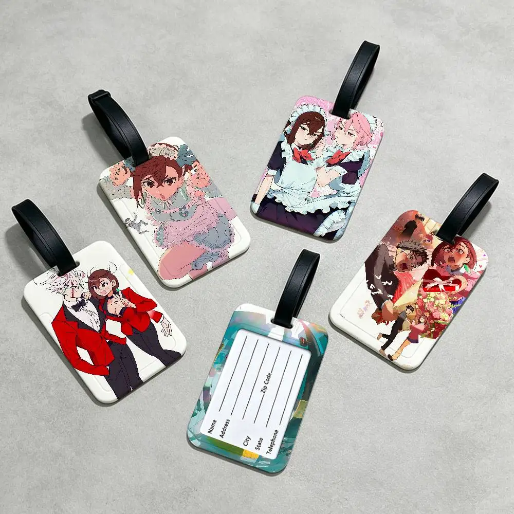 Japanese Anime D-Dandadanes Travel Suitcase Luggage Tag PVC Information Card Cover Anti lost Name Marker For Backpack Bag