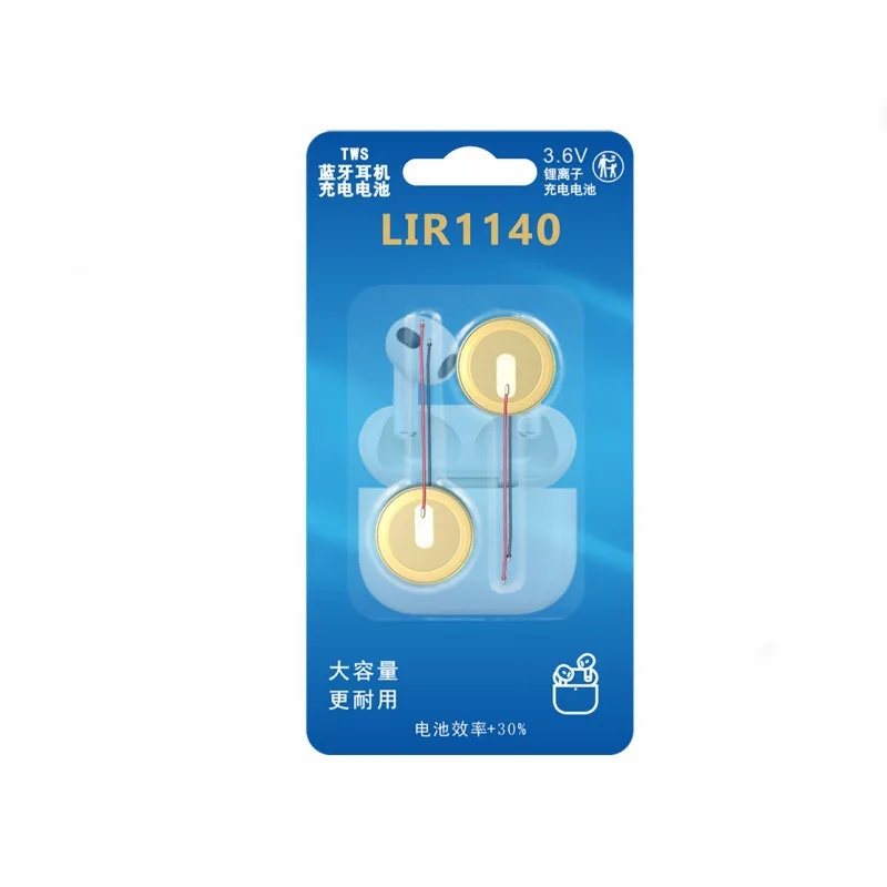 LIR1140 3.6V Steel Casing Coin Battery Small size long cycle life rechargeable lithium cell Bluetooth Headset inner power source