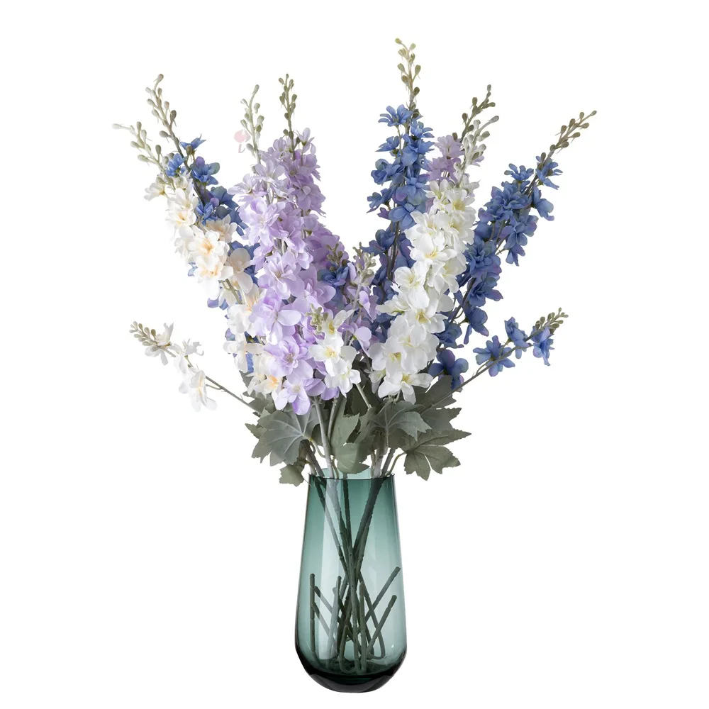 Artificial Delphinium Plant Wedding Photography Bouquet Home Living Room Hotel Table White Blue Purple Fake Flower Decoration