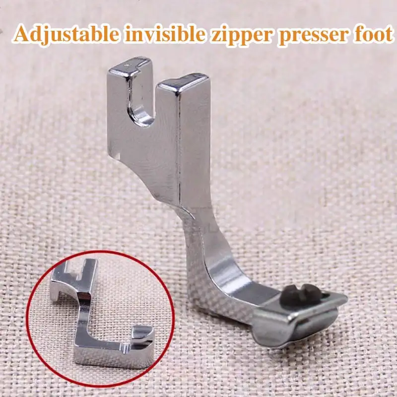 Sewing Tools Adjustable Invisible Zipper Guide Presser Foot for Industrial Sewing Machine Lockstitch Industrial Sewing Accessori