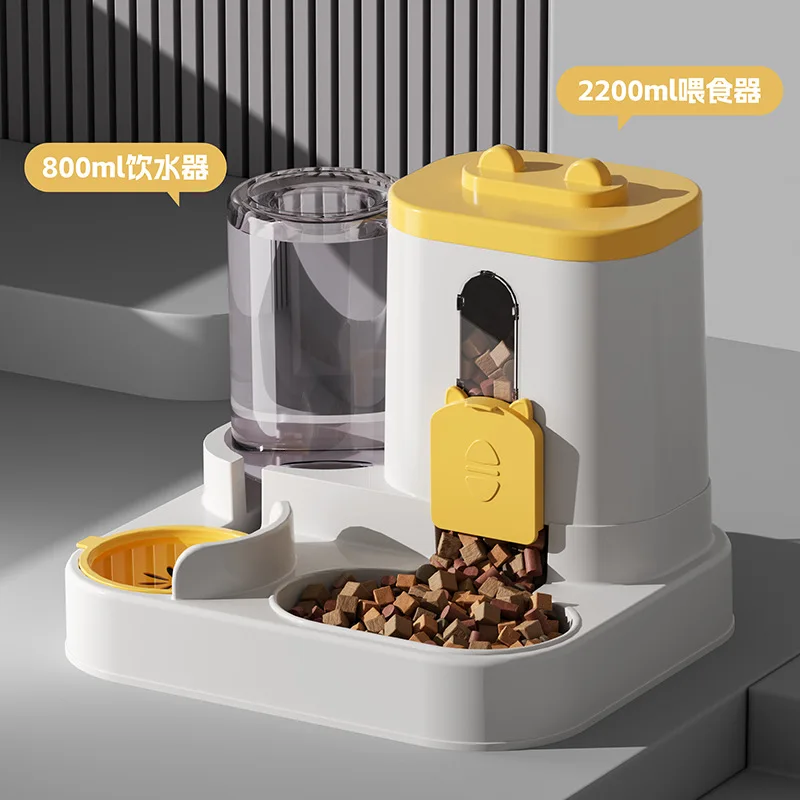 Automatischer Katzenfutternapf mit auslaufsicherem Design und Wasserbrunnen, Futterautomat für kleine, mittelgroße und große Katzen und Hunde