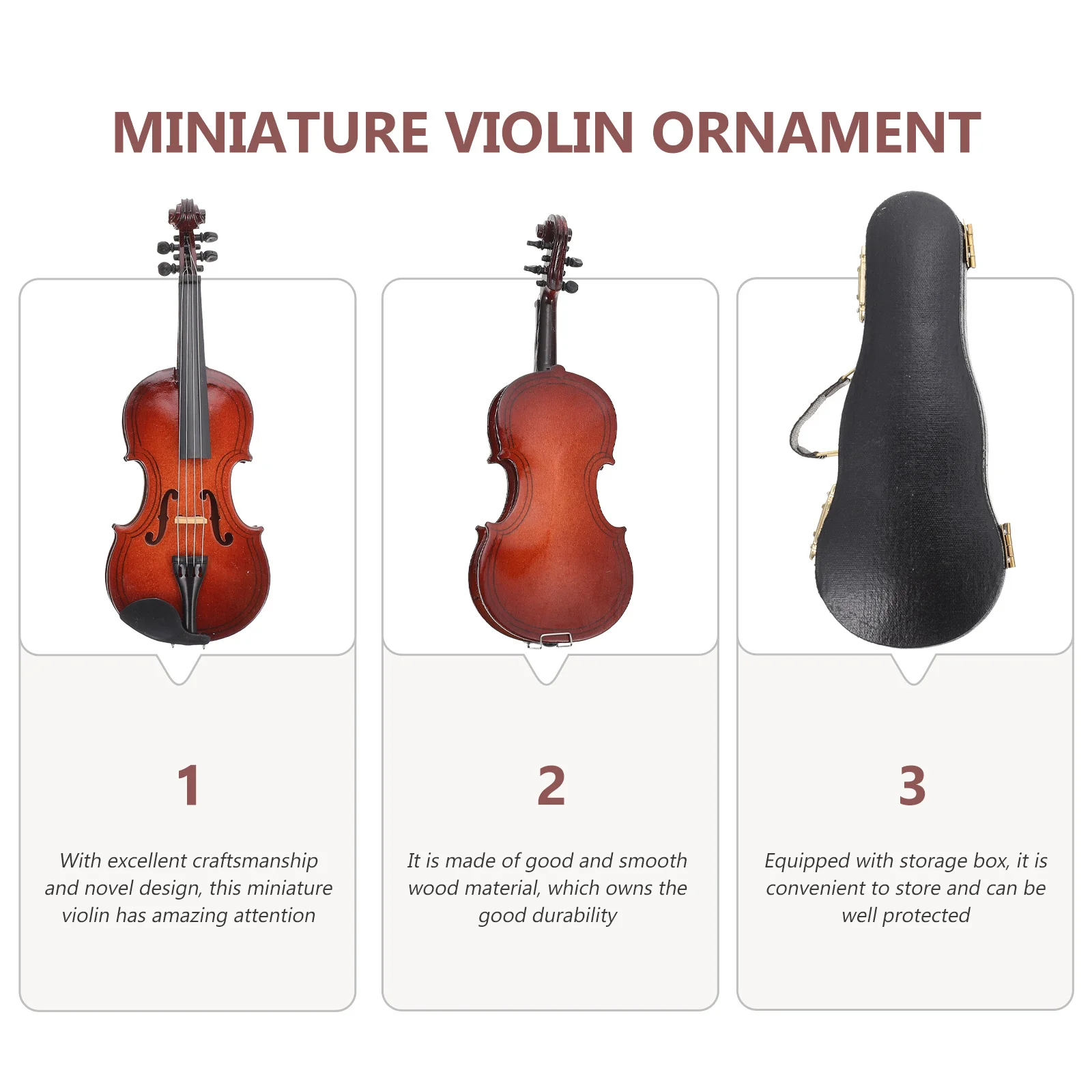 

1Set Wooden Miniature Violin Adornment Desktop Decor Romantic Style Realistic Tiny Violin Photo Prop Photo Props