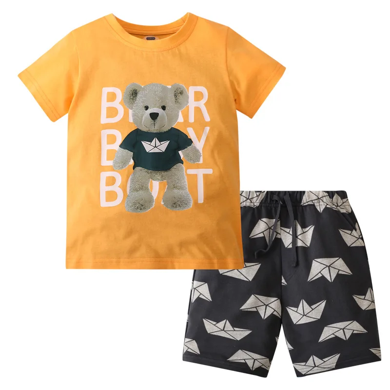 

Summer Baby Boy Clothes Set Children Bear Cartoon Tshirts and Shorts 2 Pieces Suit Kid Cotton Short Sleeve Top Bottom Tracksuits