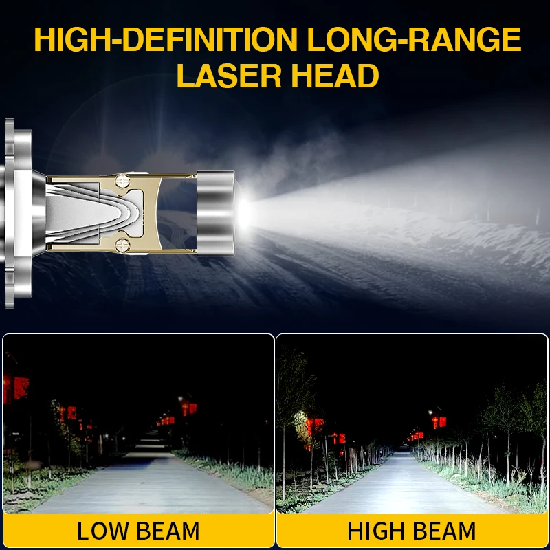 2PCS LED H4 H7 Car Headlight HB2 9003 30000LM DRL Fanless Fog Light Mini Diode 12V Auto Bulb Headlamp 6000K White 12V Car Moto