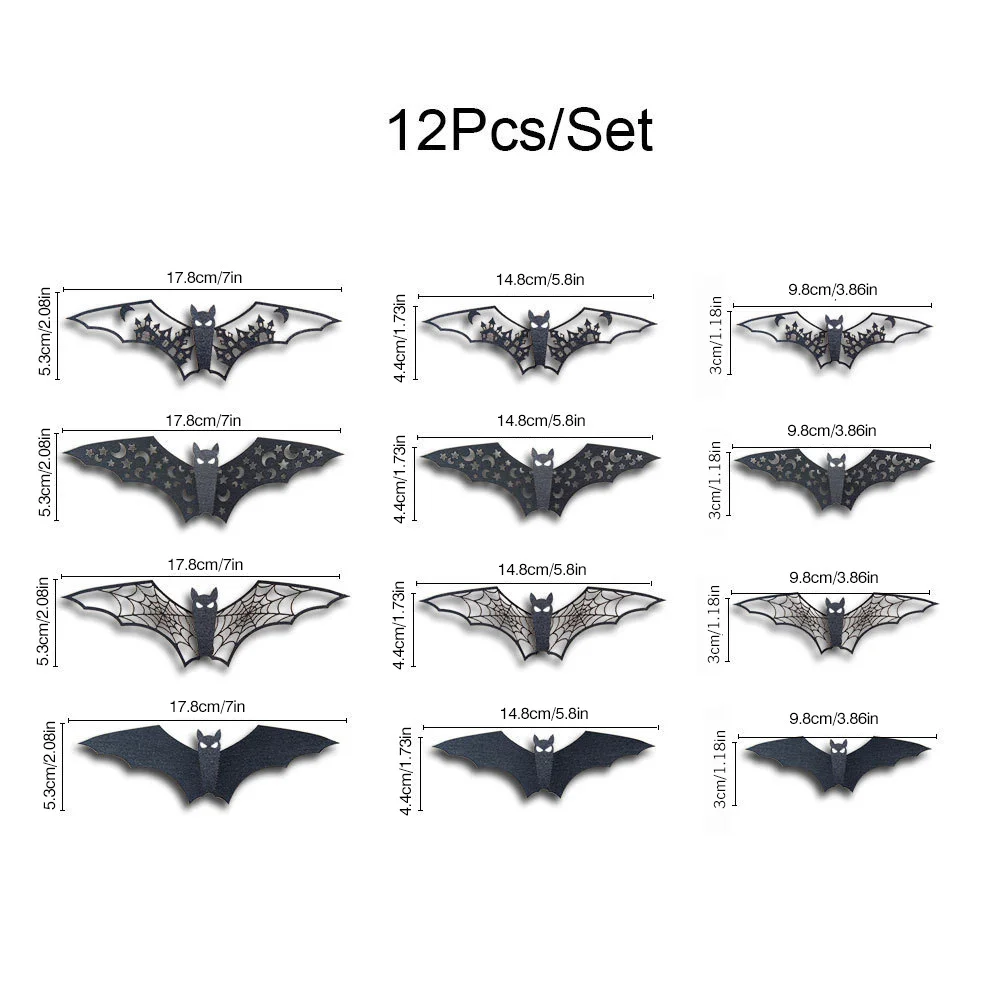 3D Halloween hollowed out paper bat DIY holiday party shopping mall window decoration wall stickers