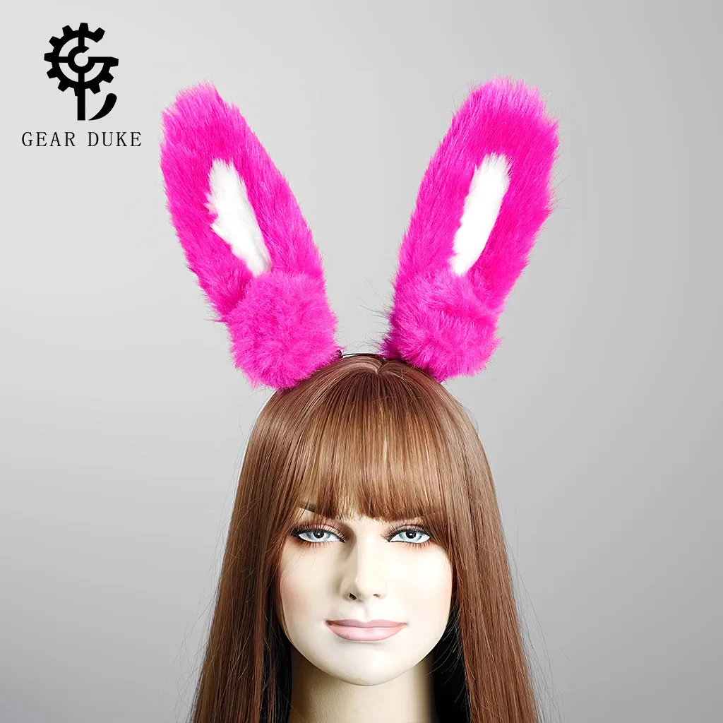 

New Personalized Color-Blocking Adjustable Headband Halloween Role-Playing Bunny Ears Cosplay Plush Hair Accessory