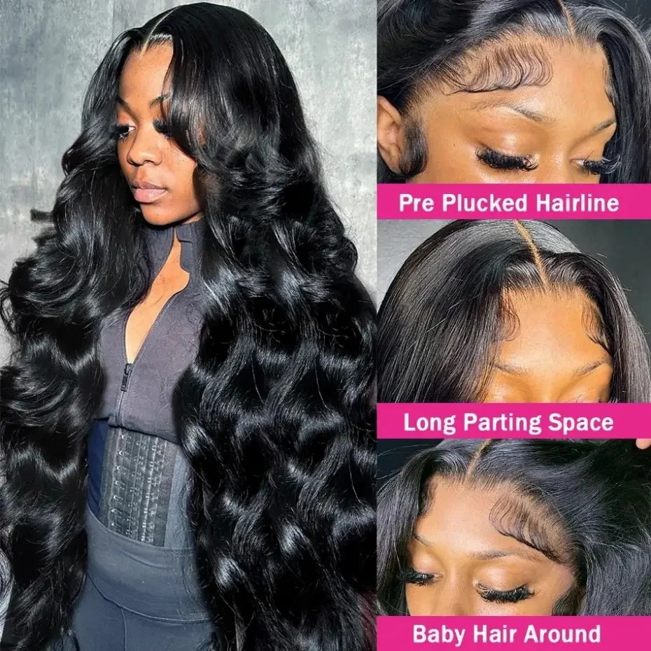 360 HD Lace Frontal Wig 180% 13x6 Body Wave Lace Front Wig Peruvian Human Hair Wigs For Black Women 32 34 36In 13x4 Lace Wig