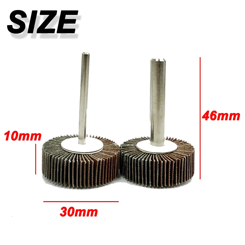 Schleiflamellenrad-Set, Schleifwerkzeuge mit 3/6mm 1/8“ Schaft, Schleifradkopf, Rotationswerkzeuge für Schleifpapier und Rostentfernung - 30x10mm – Detail 11