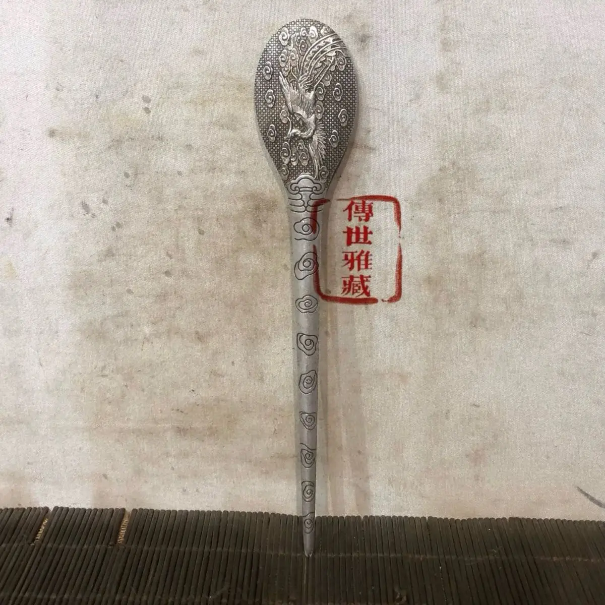 Three dimensional Phoenix Pattern Classical Charm White Copper Silver Plated Hairpin Traditional Chinese Art