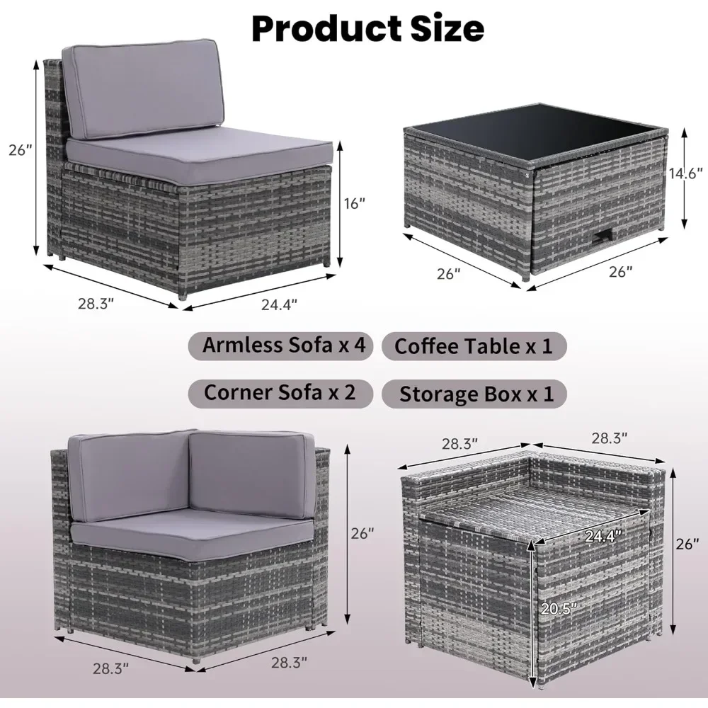 

Комбинированный набор плетеной мебели для террасы из 8 предметов с местом для хранения, стеклянный настольный стол ‎ 30,3 x 30,3 x 17,3 дюйма A