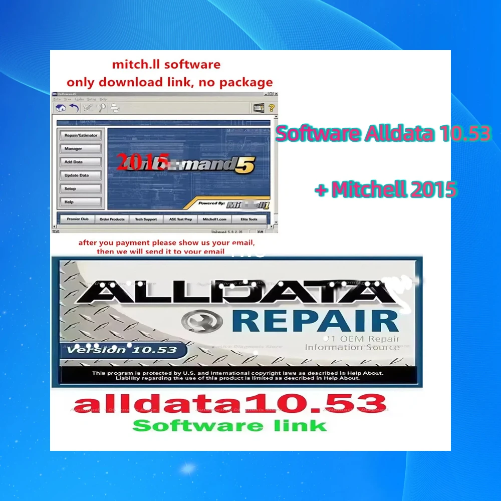 Newest Offline Alldata Repair Software 10.53 + Mitchell l Ond.Mand 5 Software Latest Offline Software + Unlimited Laptop Instal