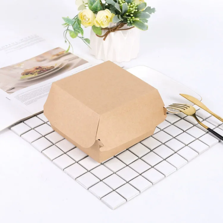 20 Stück Einweg-Hamburgerbox aus braunem Papier, Lebensmittelverpackung, Behälter zum Mitnehmen für gebratenes Huhn und Pommes Frites