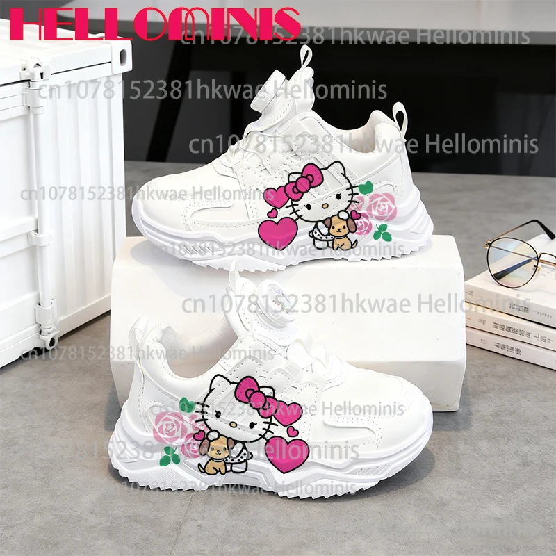 

Рождественский подарок Hello Kitty, высококачественные легкие молодежные студенческие кроссовки на толстой подошве для мальчиков и девочек, модные белые туфли