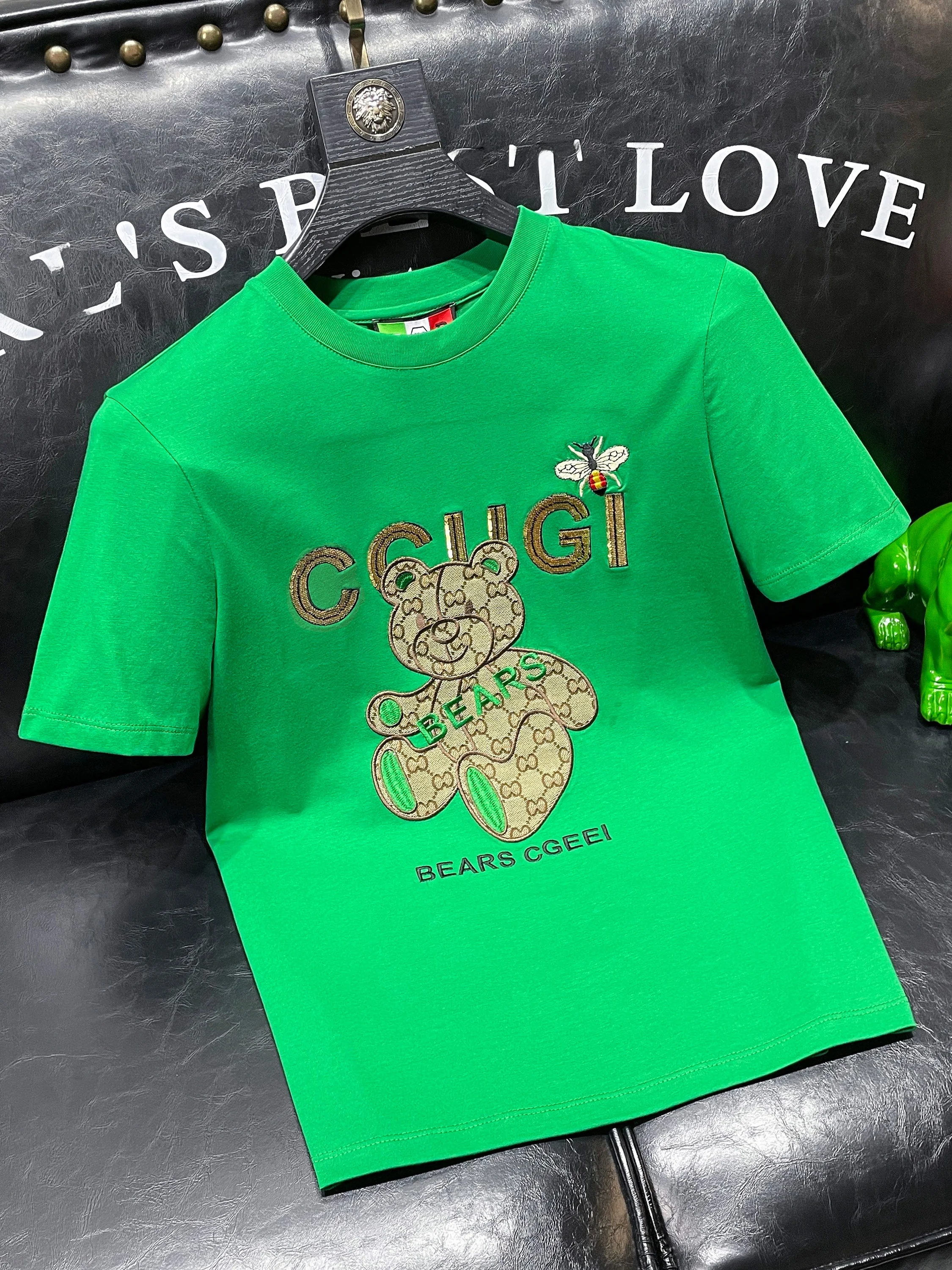 

Ele Embroidered Silk Cotton ort Sve Men's T-irt Faionable Summer f Sve Top round Ne Thin Cotton Polyeste...